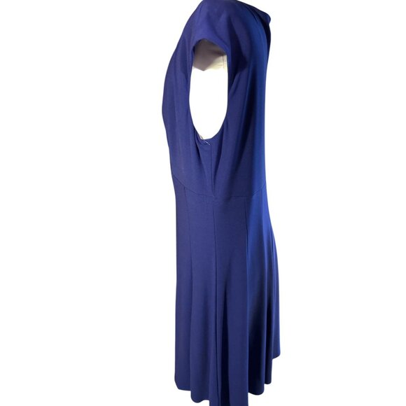 Ralph Lauren Womens Cap-Sleeve V-Neck Blue Midi Dress Polyester Blend - Picture 6 of 11
